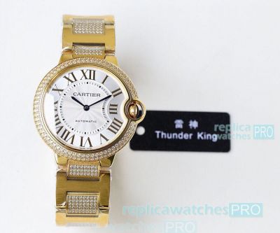 Swiss Replica Ballon Bleu de Cartier Yellow Gold Diamond Watch 40mm